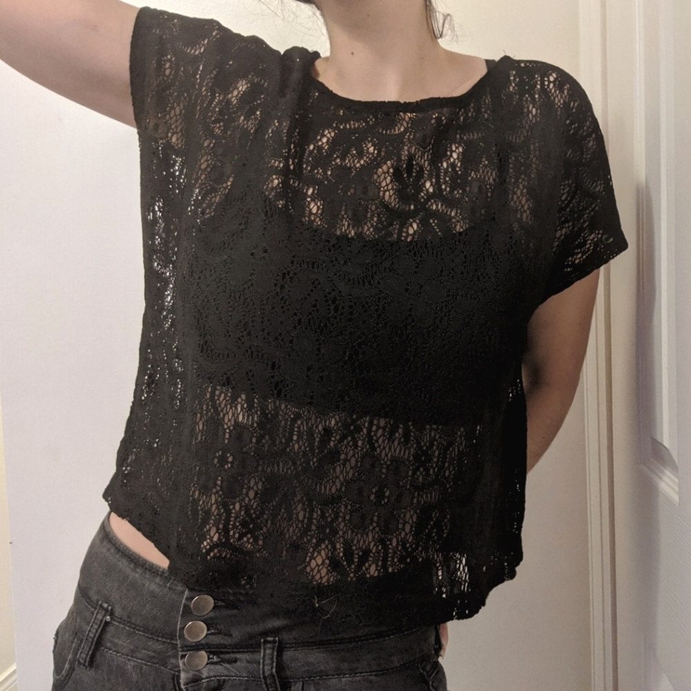 Forever21 Black Lace Crop Top